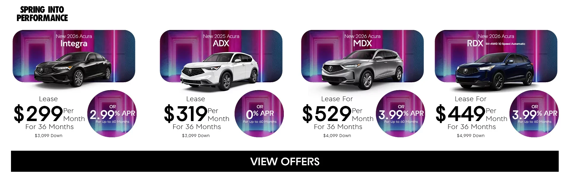 New 2025 and 2026 Acura Models Lease or APR Offers