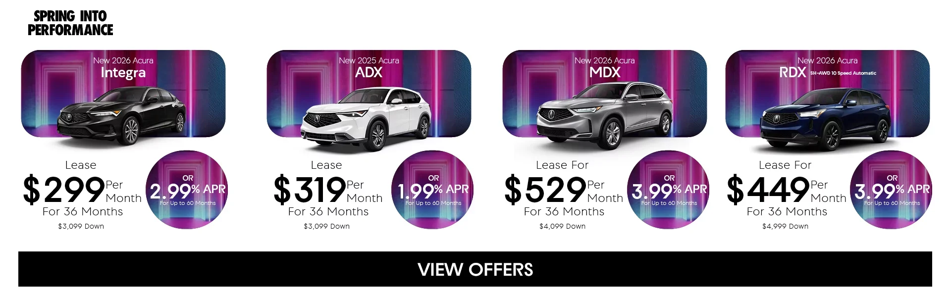 New 2025 and 2026 Acura Models Lease or APR Offers