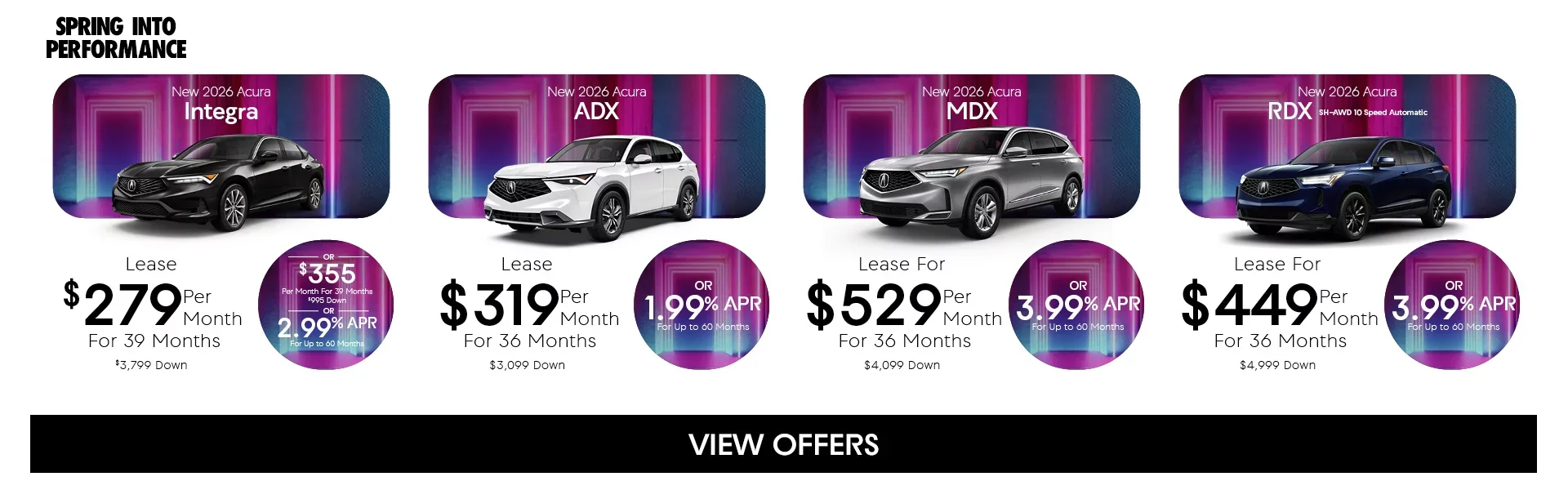 New 2025 and 2026 Acura Models Lease or APR Offers