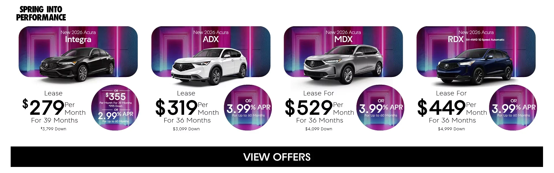 New 2025 and 2026 Acura Models Lease or APR Offers