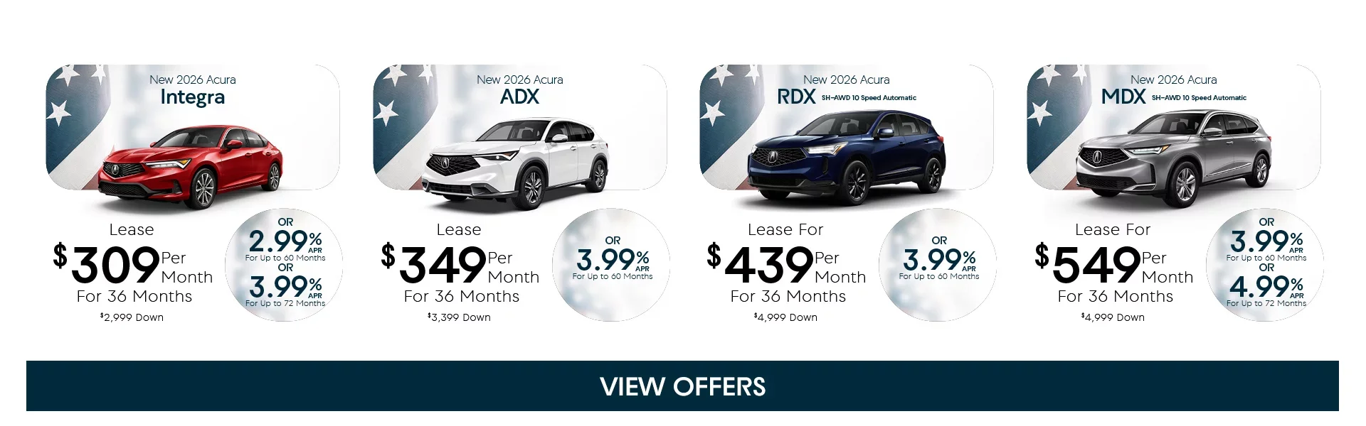 New 2026 Acura Integrator, ADX, RDX, MDX